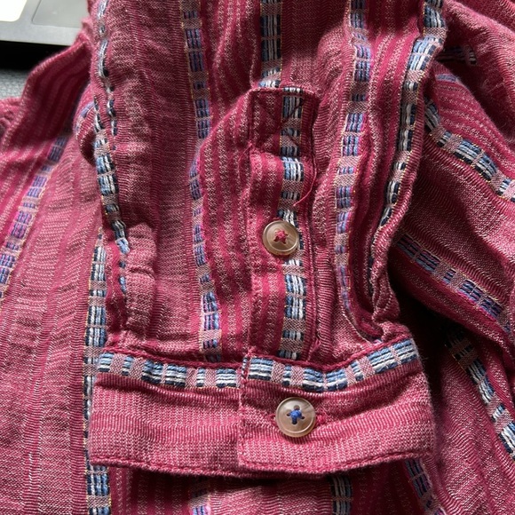 Anthropologie Pilcro The Bo Boyfriend Embroidered Buttondown Raspberry Pink Sz S - Picture 9 of 15